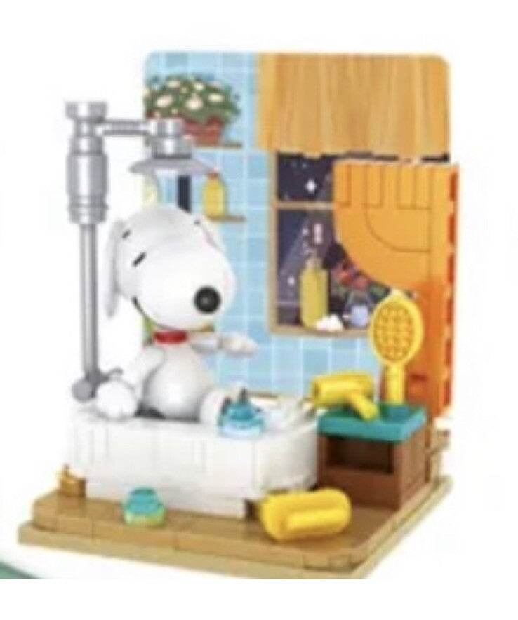 PEANUTS Snoopy Block Brick ‘ Bath Time Fun ‘ Mini Figure Blind Box Collect1