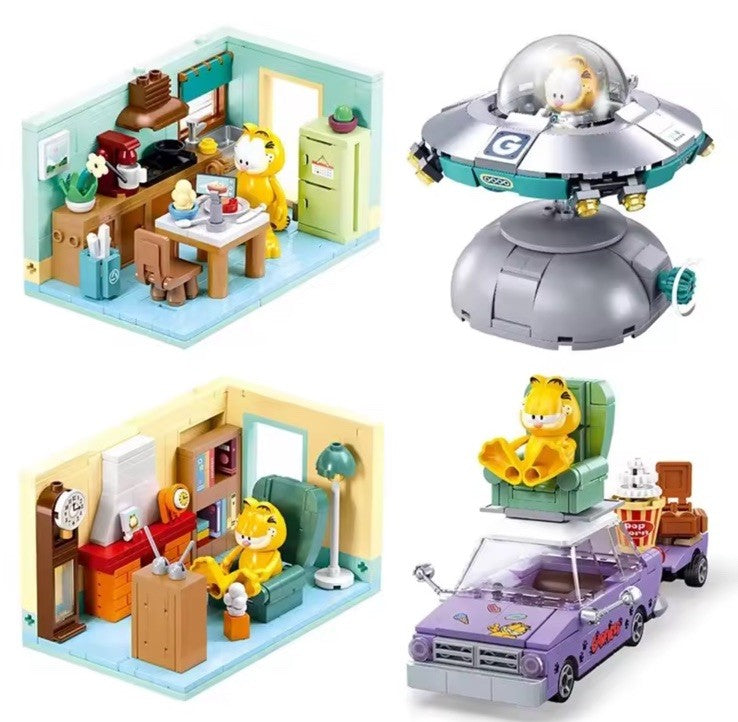 SLUBAN Garfield Building Blocks 218pcs Car Chair Boxed MOC Brick Set Gift moc1