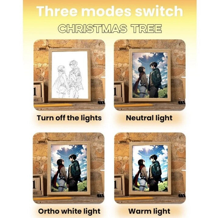 Attack On Titan 2 Light Up Picture Frame LED Lighting Painting Night Light  ￼A52