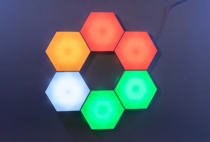 Connectable Hexagon Gaming Lights Touch To Change Colour Add To Sets1