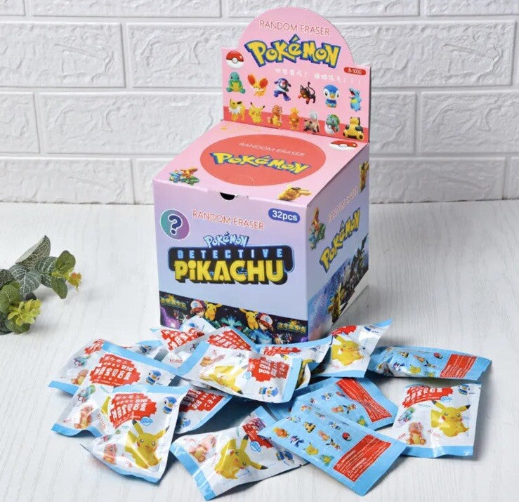 Pokemon eraser bundle x1 blind bag kids party bag gift Rubber Anime Xmas4
