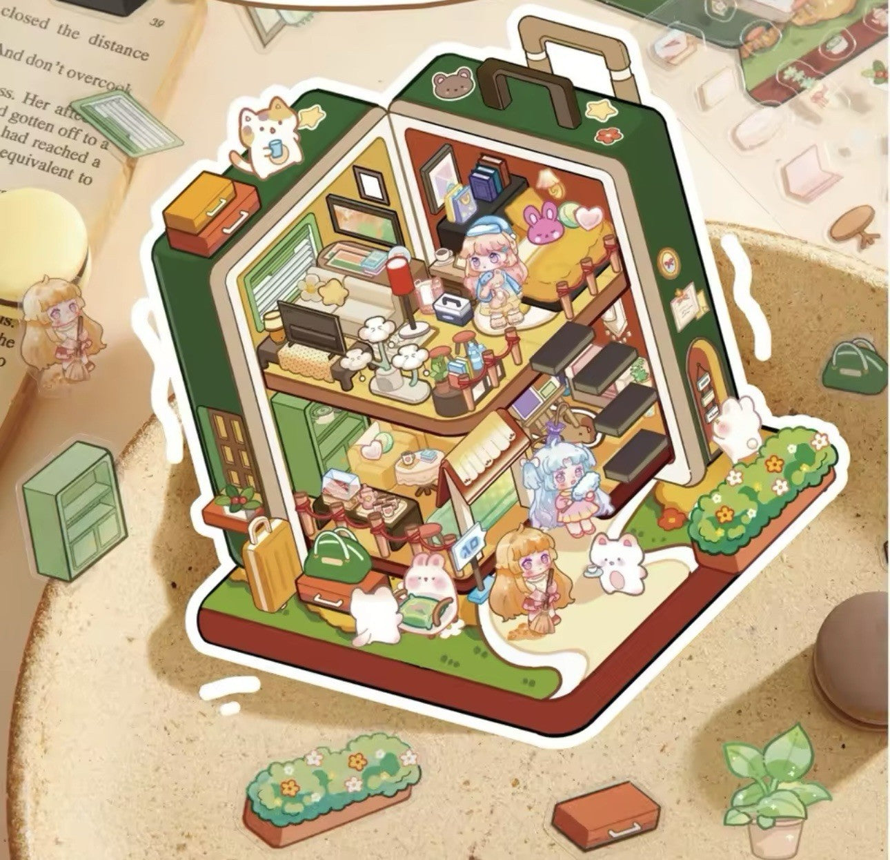 NEW 8Pc Mega Scenes DIY Cartoon 3D Landscape Sticker Book Sticker Festival Gift