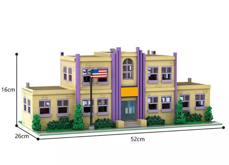 MOC The Simpsons Springfield Elementary School Modular Building Blocks 2724 PCS