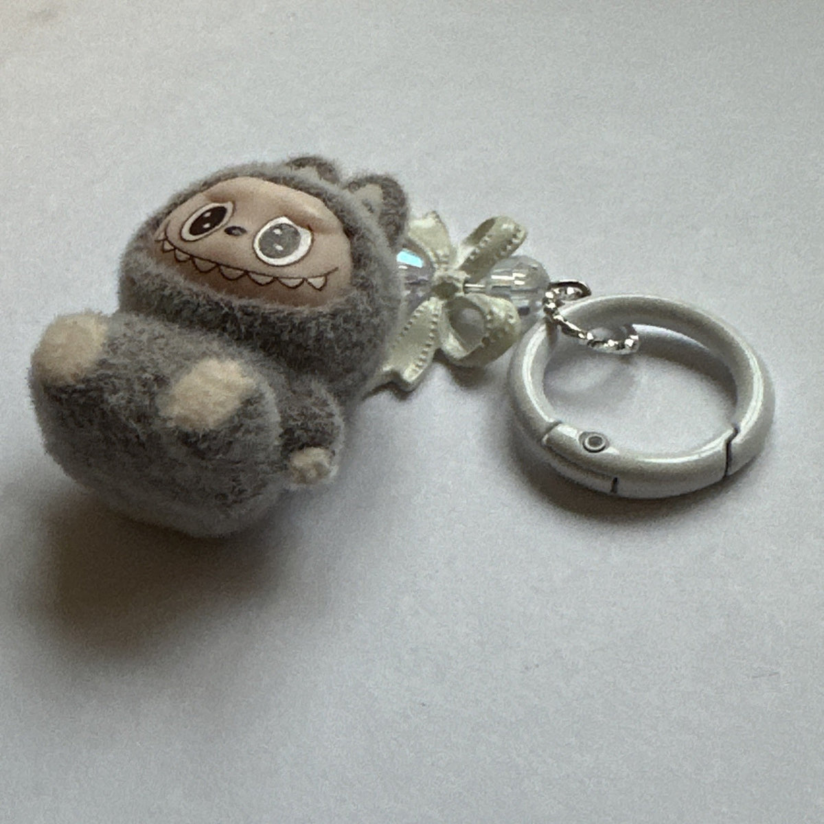 Brown Grey Standing Monster Flocked Mini Keychains Bag Car Pendant Keyring2