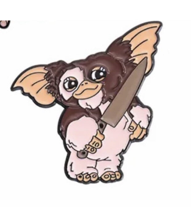 Gremlins Gizmo With Knife Metal Enamel Pin Badge Brooch Gift bag Collect Set0