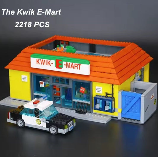 MOC Simpsons Kwik-E-Mart Store Building Blocks 2179PCS + 6 Figures In Stock