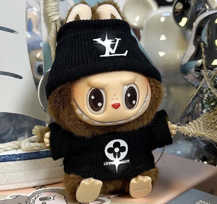 Labubu Doll Black LV Clothes High Fashion Brands Gift Set Top & Band NODOLL0