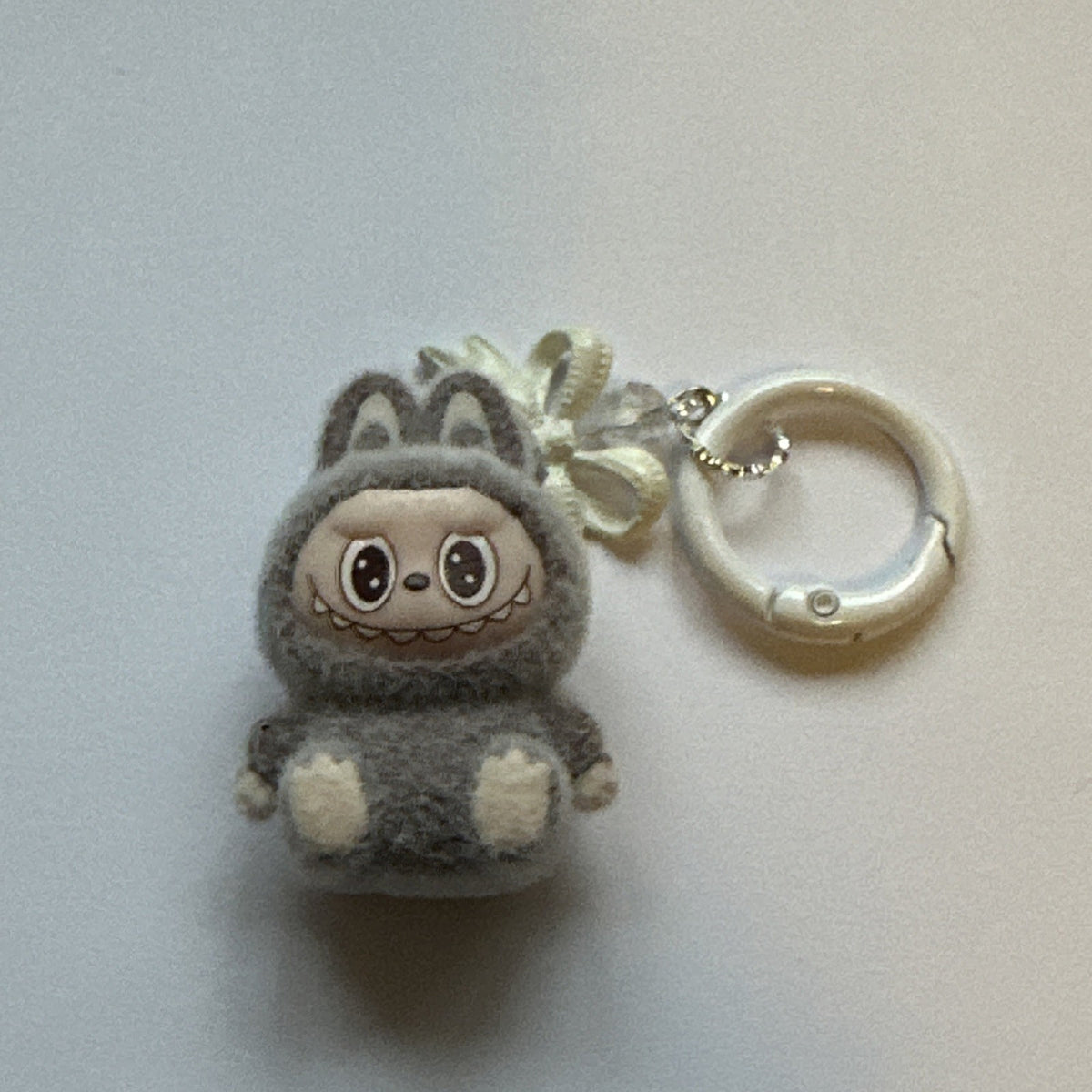 Brown Grey Standing Monster Flocked Mini Keychains Bag Car Pendant Keyring0