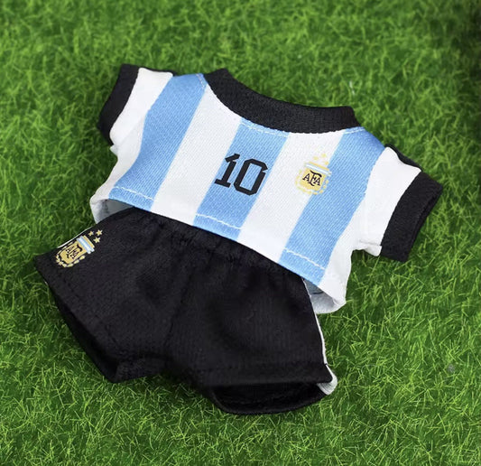 Soccer Football Argentina Sportswear Clothes Set For Labubu 7" Monster Doll