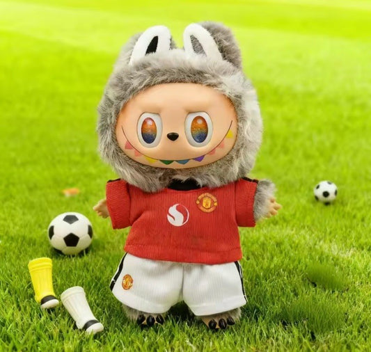 Soccer Football Manchester Sportswear Clothes Set For Labubu 17cm Monster Doll