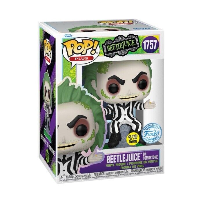 Funko Beetlejuice on Tombstone GITD Pop! Ltd Ed Exc Glow Cult In Stock Now