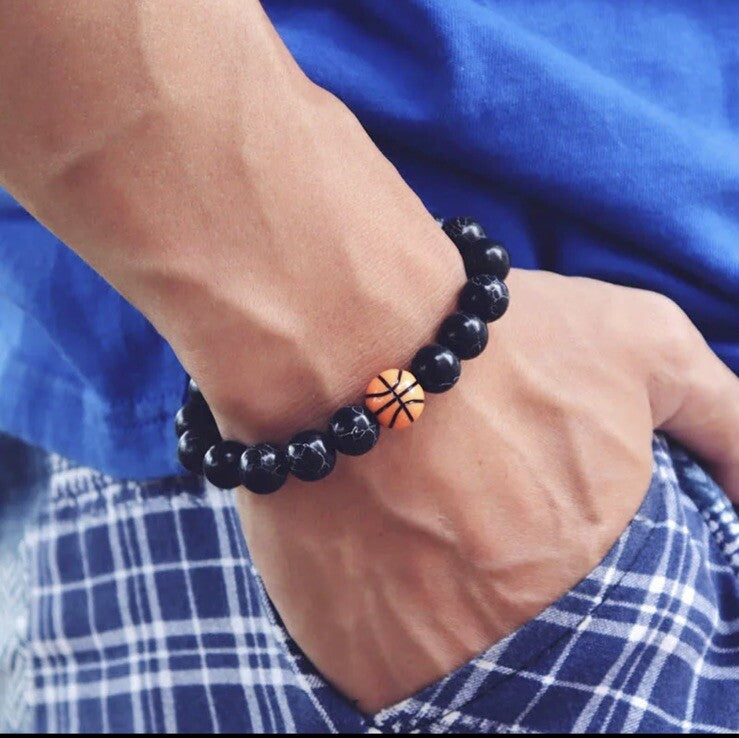 Lava Stone Bracelet Basketball NBA Charms Sports Beads Bracelets gift bag 1