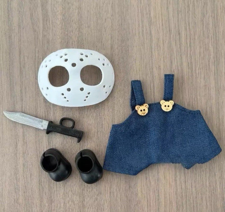 LABUBU sized Horror Jason Friday 13th Doll Costume Shoes Knife Mask NO DOLL 1
