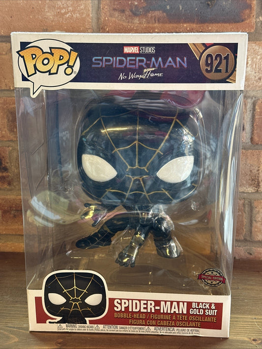 Funko Pop Spider-Man Black & Gold Suit 10 Inch Exclusive # 921 Side Damage0