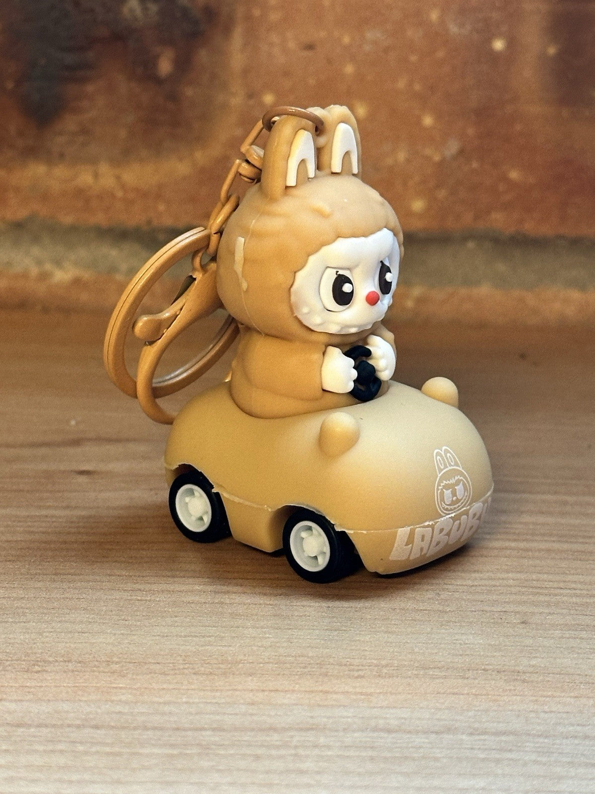 Brown Labubu Pullback Car Keychain Collect Set Great Gift Mini Doll Monsters1