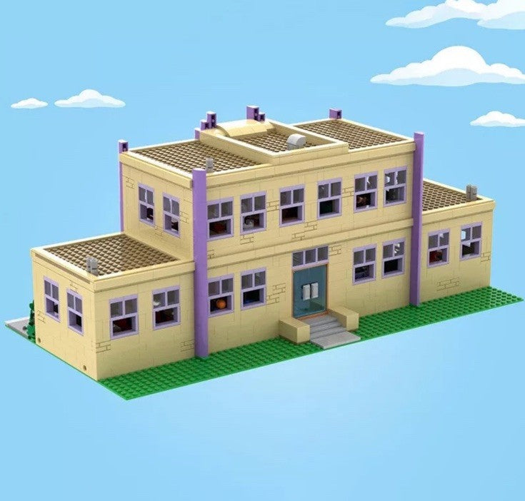 MOC The Simpsons Springfield Elementary School Modular Building Blocks 2724 PCS