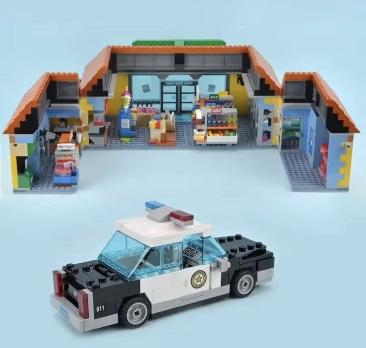 MOC Simpsons Kwik-E-Mart Store Building Blocks 2179PCS + 6 Figures In Stock