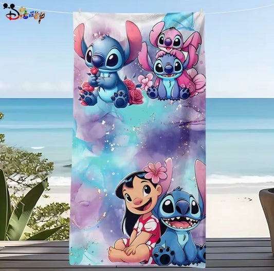 Disney Stitch Beach Towel Kids Swim Bath Towels 70x140cm Movie + Free Keyring
