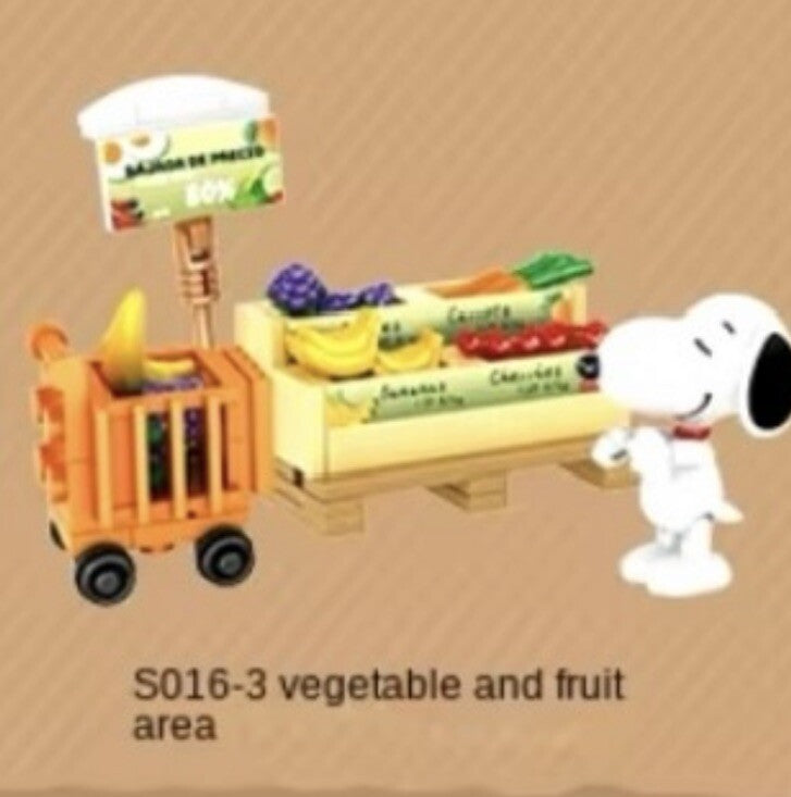 Peanuts Snoopy Supermarket Blocks box ‘ Fruit And Veg ‘ Bricks Set Gift0