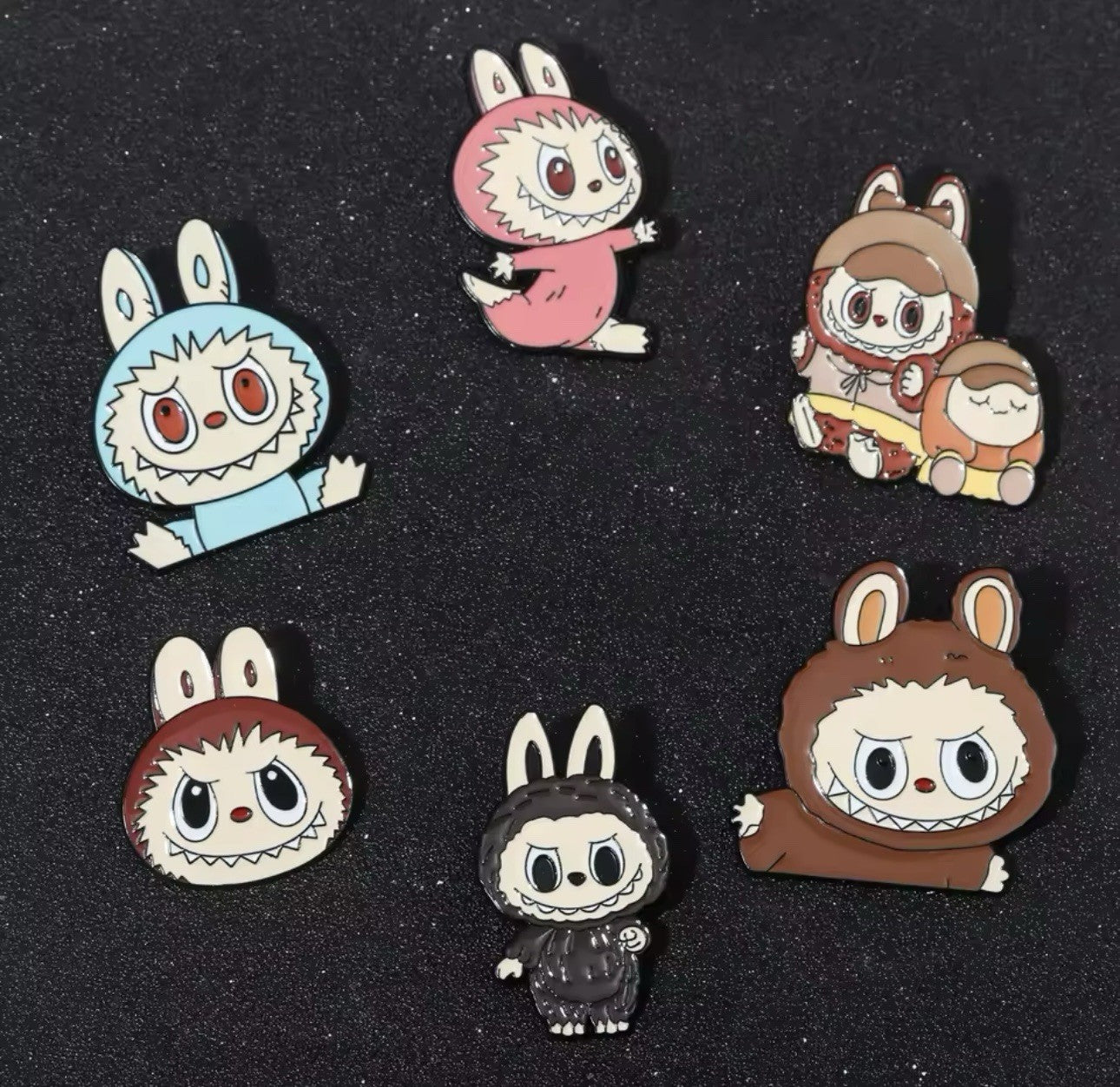Set Of 6 Labubu Enamel Metal Pin - Detective Pink Blue Pin Badges Hot Popmart