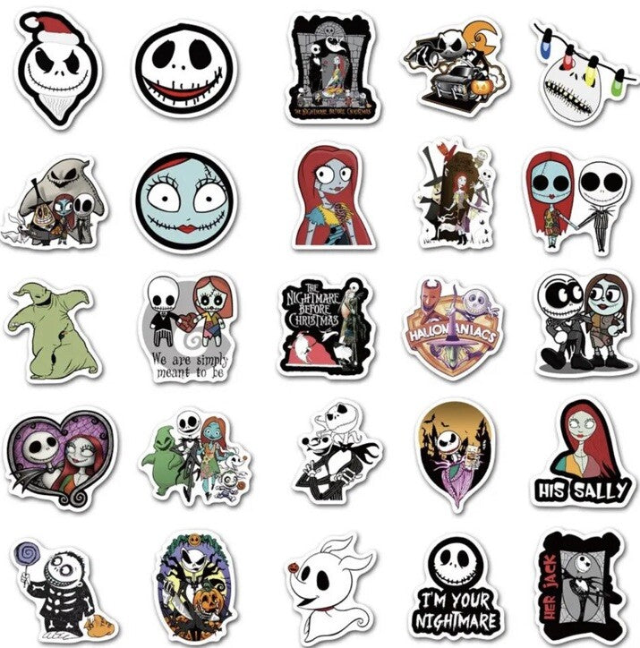 50x Nightmare Before Christmas Stickers Laptop Case Skateboard  UK NBC Gift2