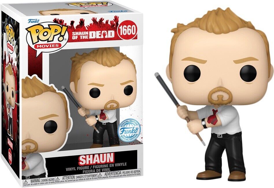 Funko Shaun of the Dead -Shaun with Pool Cue Pop! Vinyl Figure #1660 In Hand