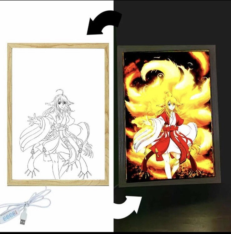 Fox Spirit Anime Light Up Picture Frame LED Lighting Painting Attack On Titan0
