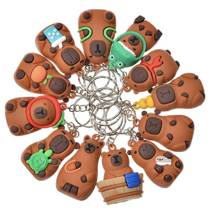 popmart Kawaii Capybara Go Blind Box Car Key Ring New Keychain 12 To Collect