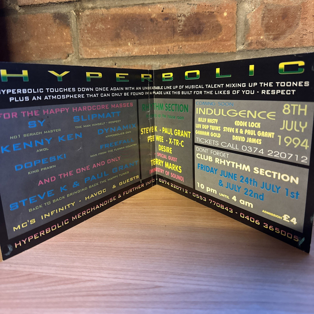 Rave Flyer Hyperbolic Speedway Stadium Kings Lynn 15th Jul 1994 Folded1