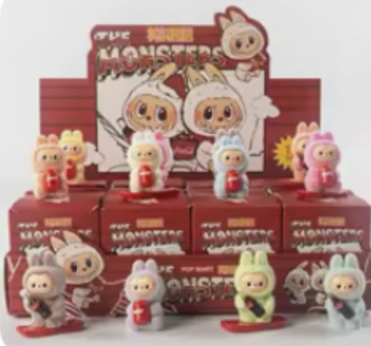 1PC Mini Cartoon Cola Flocked Labubu Cute Animal Doll Blind Box Bag Resin DIY
