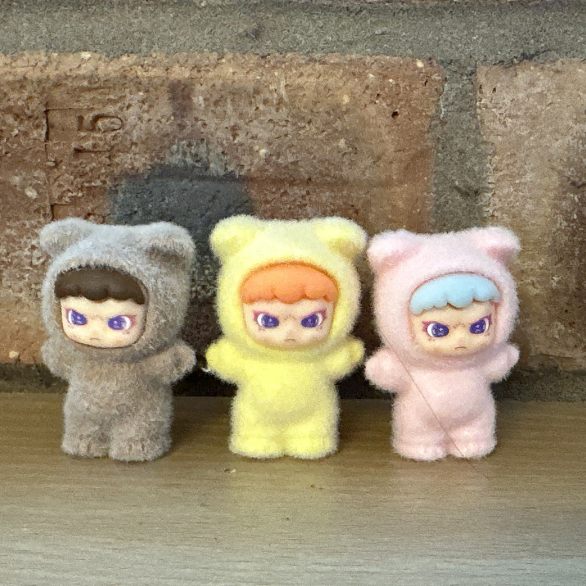 3 Pc Flocked Dora Animals Series Figures Figurines 4cm Collect Set Grey Pink Yes1