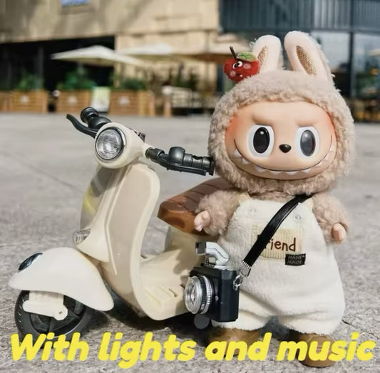 Labubu Mini Green Electric Bike Doll Motorcycle Rotatable Toy Perfect For Dolls