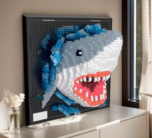 Jaws Diorama Shark 3d Picture Micro Building Blocks Wall 50th Anniversary