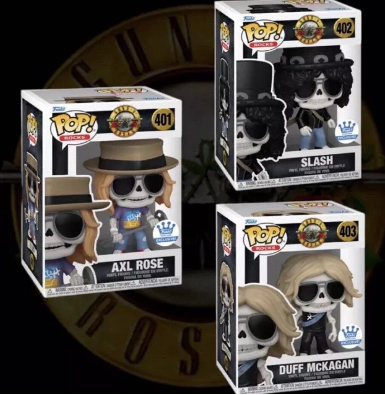 New Guns N Roses Funko Skeleton Set Pop Collection Axl Slash Duff Rock Band