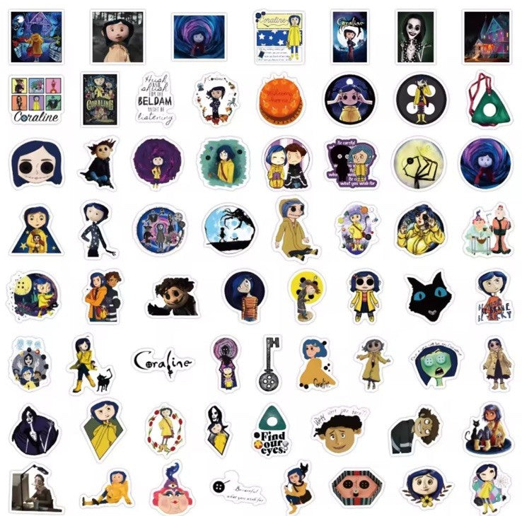 50 Coraline Stickers - Scrapbook, Laptop, iPad, Consoles, Books, Cases, Doors1