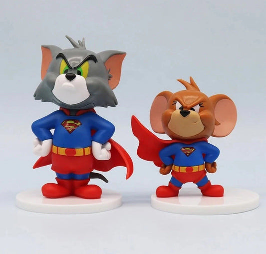 TOM AND JERRY As SUPERMAN HOLLYWOOD series 2x 8cm Figures Gift Boxed Cartoon0