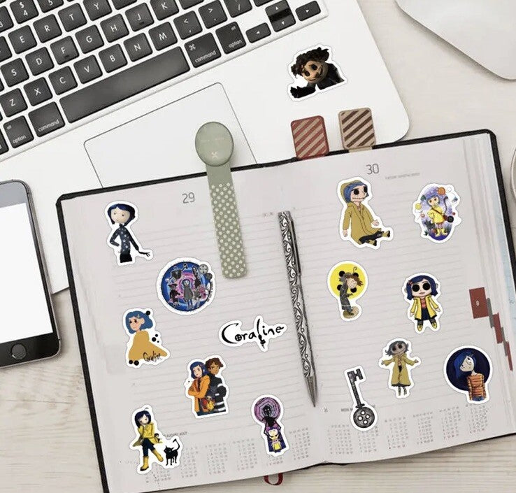 60 PC Coraline The Secret Door Movie Stickers Laptop Decal Graffiti Hydro Anime3