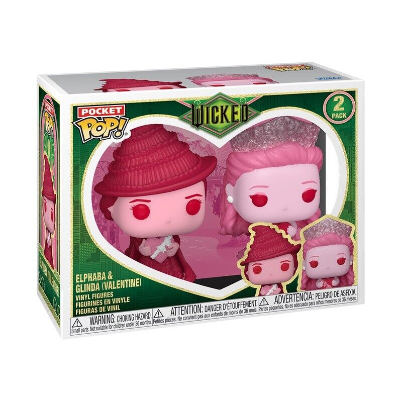 Funko Wicked (2024) Elphaba & Glinda Valentine Pocket Pop Vinyl 2-Pack In Stock