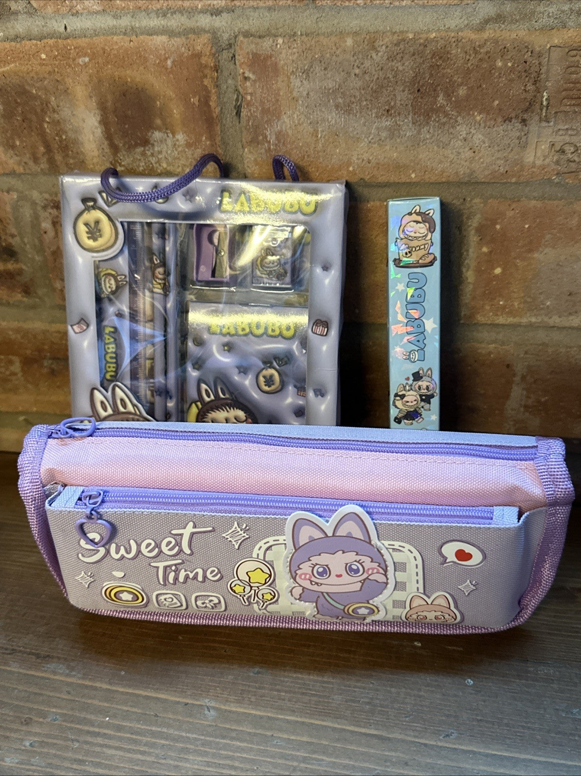 Labubu Purple Xmas Back To School Pencil Case  Stationary Gift Set & boxed Pen1