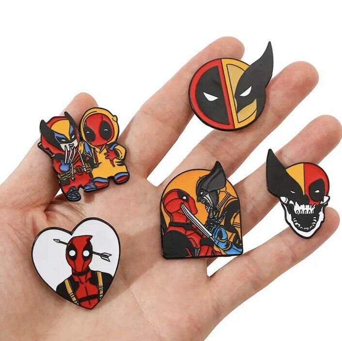 5PCS Deadpool & Wolverine Metal Pin Badge Lapel Brooch Enamel Pin - SOScollectible