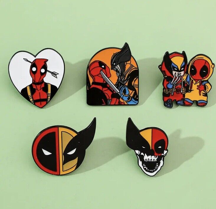 5PCS Deadpool & Wolverine Metal Pin Badge Lapel Brooch Enamel Pin - SOScollectible