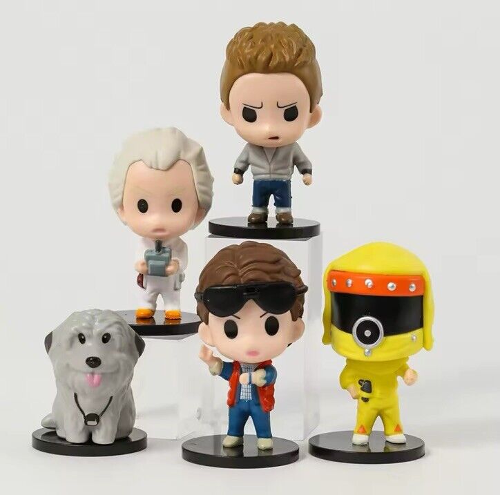 5x Back to the Future Figures Marty McFly Doc Einstein Figure BTTF Q 8cm Gifts - SOScollectible