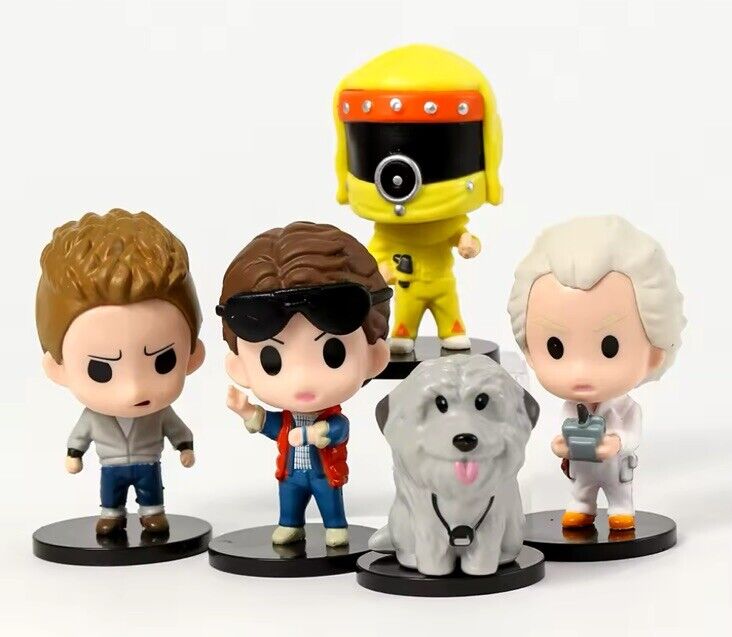 5x Back to the Future Figures Marty McFly Doc Einstein Figure BTTF Q 8cm Gifts - SOScollectible