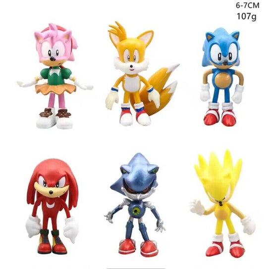 6 PCS Sonic The Hedgehog Mini Figures Set Tails Knuckles Amy Eggman Gift Xmas - SOScollectible