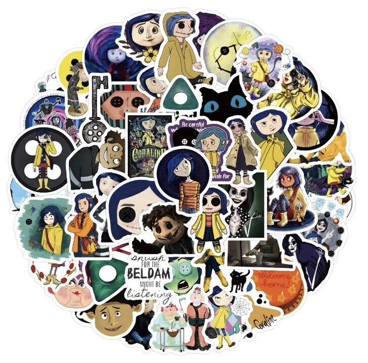 60 PC Coraline The Secret Door Movie Stickers Laptop Decal Graffiti Hydro Anime - SOScollectible