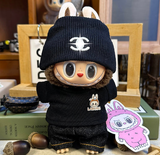 Labubu Coco Chanel black dress up hat and top NODOLL
