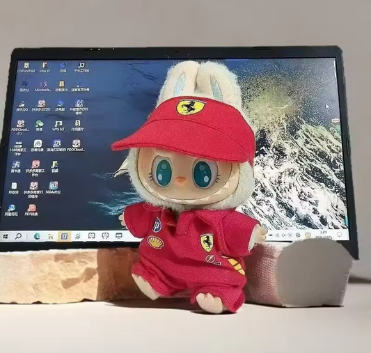 Labubu Ferrari racing clothes set great gift for any F1 fan for 17’ doll
