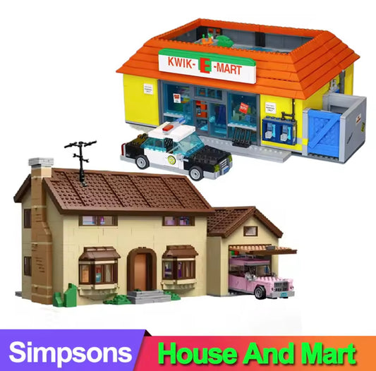 Donna 4 sets of Simpsons bricks kwik e mart, school, moes tavern, krustys burger house