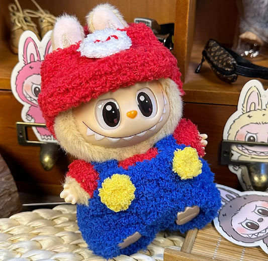Labubu Mario dress up hat overalls set NODOLL