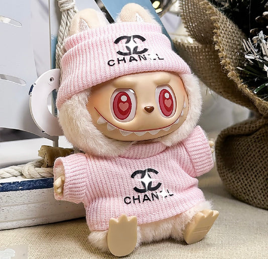 Labubu pink dress up coco Chanel hat and top
